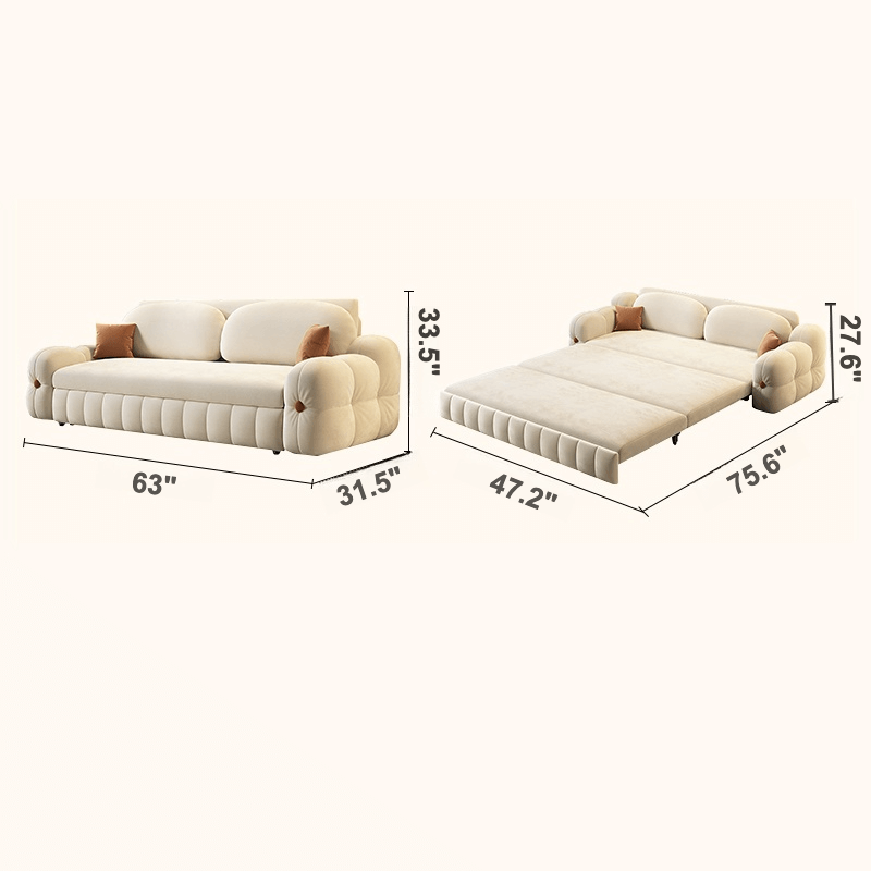 3-in-1 Sofa Bed with Space-Saving Design, Cream White