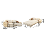 3-in-1 Sofa Bed with Space-Saving Design, Cream White Dimensions
