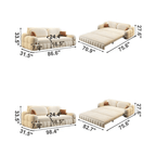 3-in-1 Sofa Bed with Space-Saving Design, Cream White Dimensions