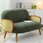 Contemporary wooden sofa with stain-resistant polyester upholstery for living room