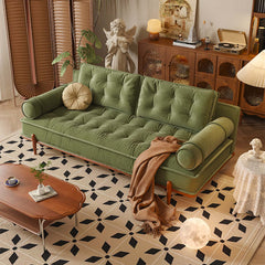French Vintage Couch Sofa Available in Green & White Tech Velvet Upholstery