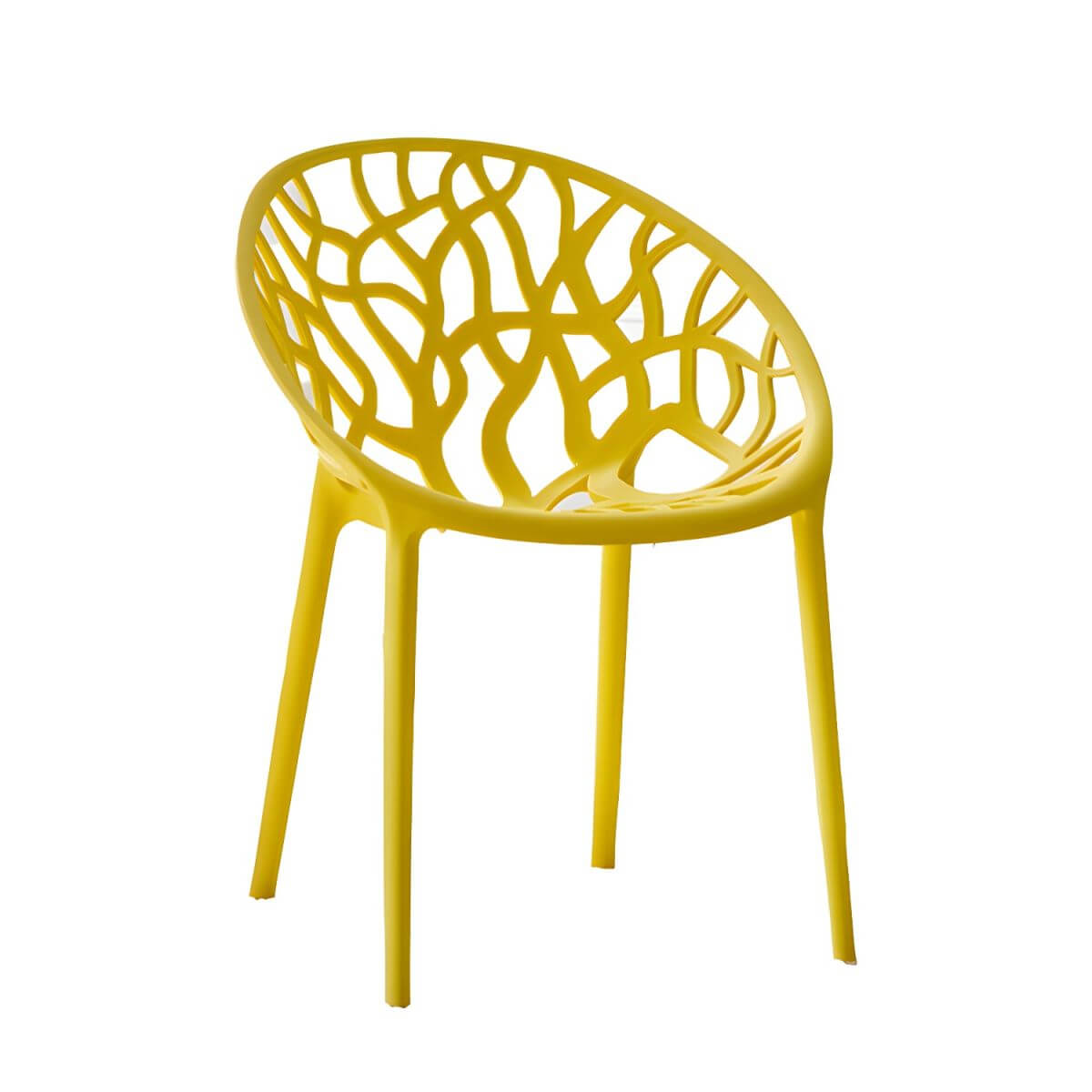 Scandinavian style sloped arm chair made of plastic and acrylic, ideal for kitchen and dining areas