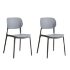 Stackable Scandinavian style plastic and acrylic side chair with low back for dining
