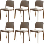 Scandinavian plastic and acrylic dining chair with low backrest and armless design