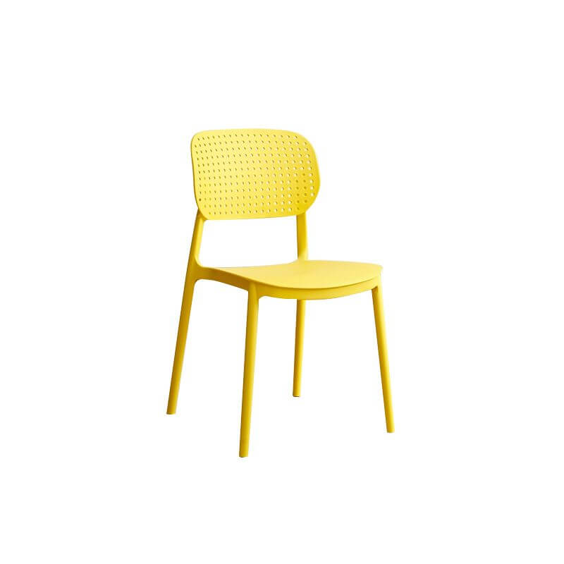 Stackable Scandinavian style plastic and acrylic side chair with low back for dining