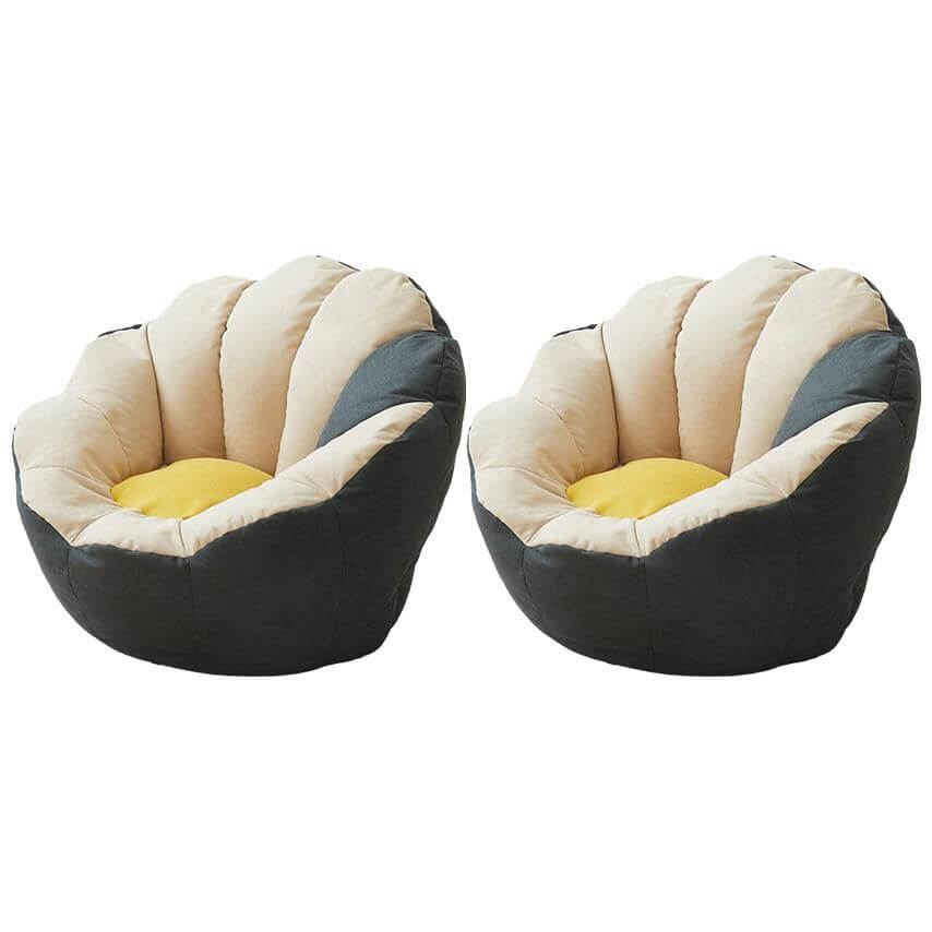 Lemon color cotton blend Papasan chair with slipcover and sewn pillow back accent