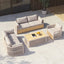 Modern outdoor swivel sofa set with aluminum frame and rope accents, includes coffee table in khaki main product image