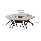 Solid wood multifunctional meeting table with geometric design and movable wheels