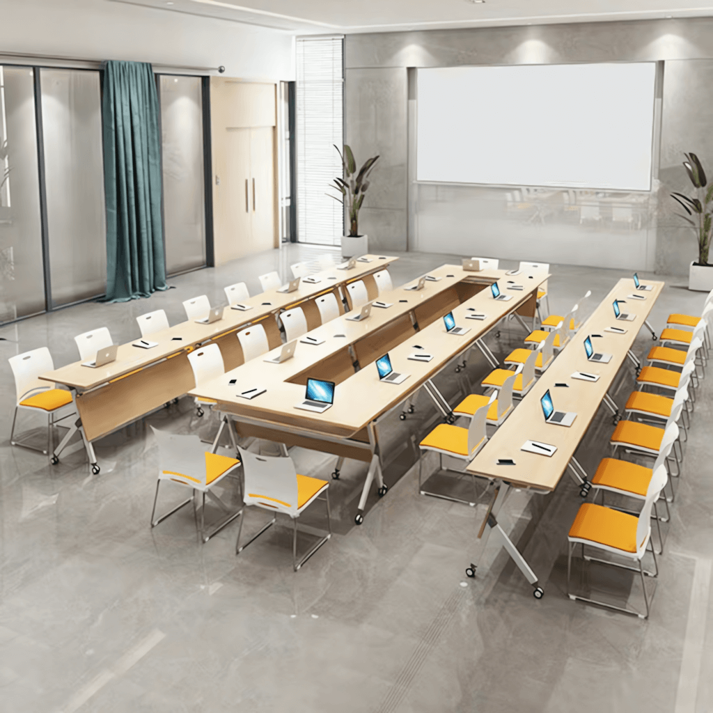 Folding table and chair set designed for versatile use in dynamic office spaces