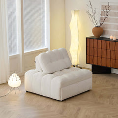 Cocochairs Teddy Fleece Lounge Sofa Bed – Cream White Pull-Out Sleeper for Small Spaces