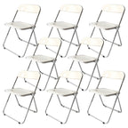 Contemporary acrylic folding armless chair with open back, ideal for dining rooms