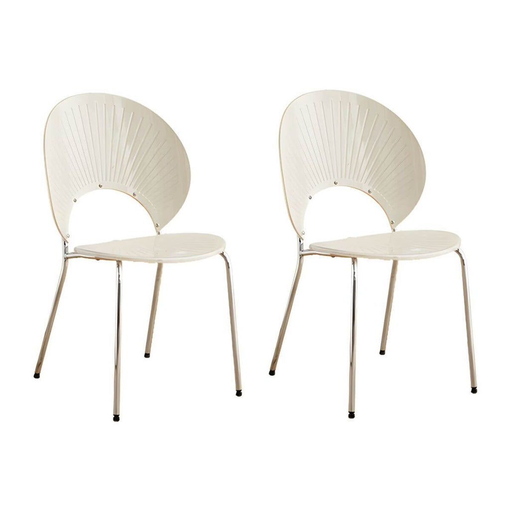 Scandinavian style stackable armless side chair made of plastic and acrylic for dining
