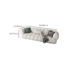 Scandinavian Fabric Sofa Biscuit Back Tuxedo Arm Sofa in White Sofa