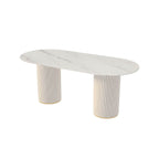 Oval dining table with imitation marble top, stylish simplicity design for home furniture