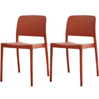 Scandinavian plastic and acrylic dining chair with low backrest and armless design