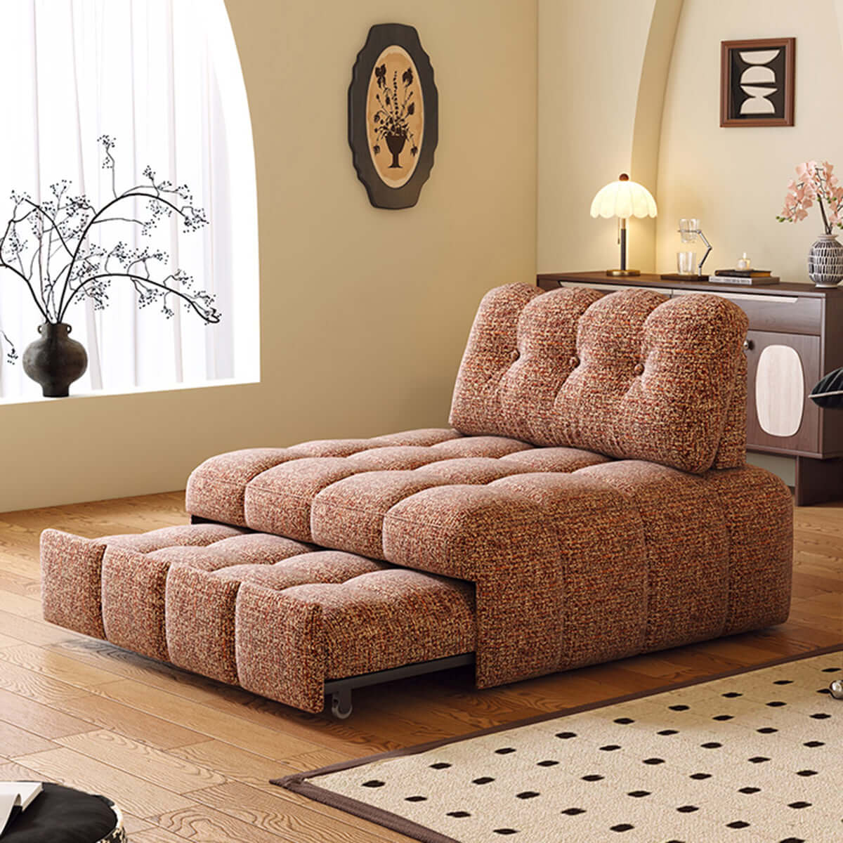 Cocochairs Modern Chenille Pull-Out Single Sofa Bed – Space-Saving Lounge & Guest Sleeper