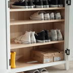 33" Solid Ash Wood Shoe Cabinet With Double Doors