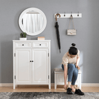 33" Solid Ash Wood Shoe Cabinet With Double Doors