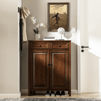 33" Solid Ash Wood Shoe Cabinet With Double Doors