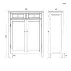 33" Solid Ash Wood Shoe Cabinet With Double Doors