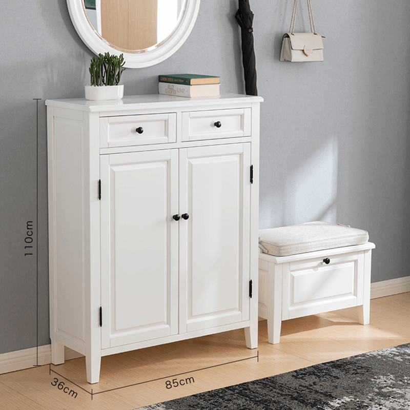 33" Solid Ash Wood Shoe Cabinet With Double Doors