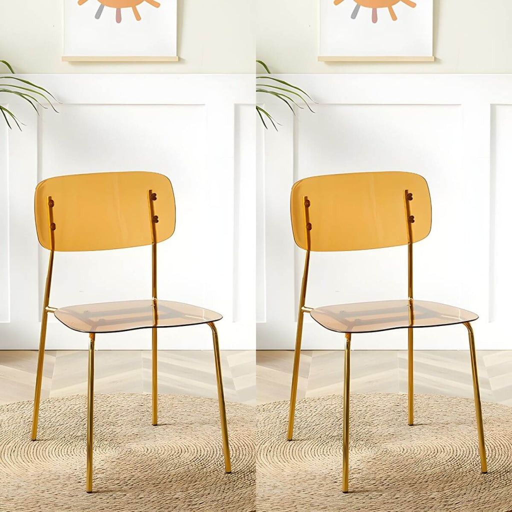 Transparent acrylic dining chair with modern design, perfect for living room and kitchen seating
