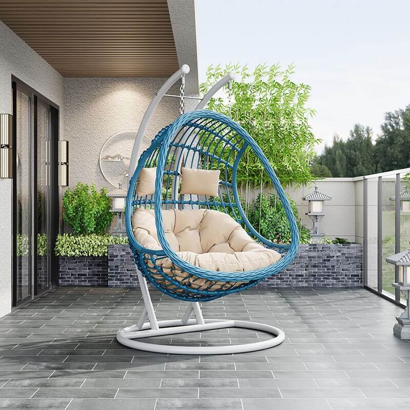 Tropical alloy framed porch swing egg chair with stand and chain included