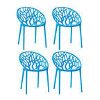 Scandinavian style sloped arm chair made of plastic and acrylic, ideal for kitchen and dining areas