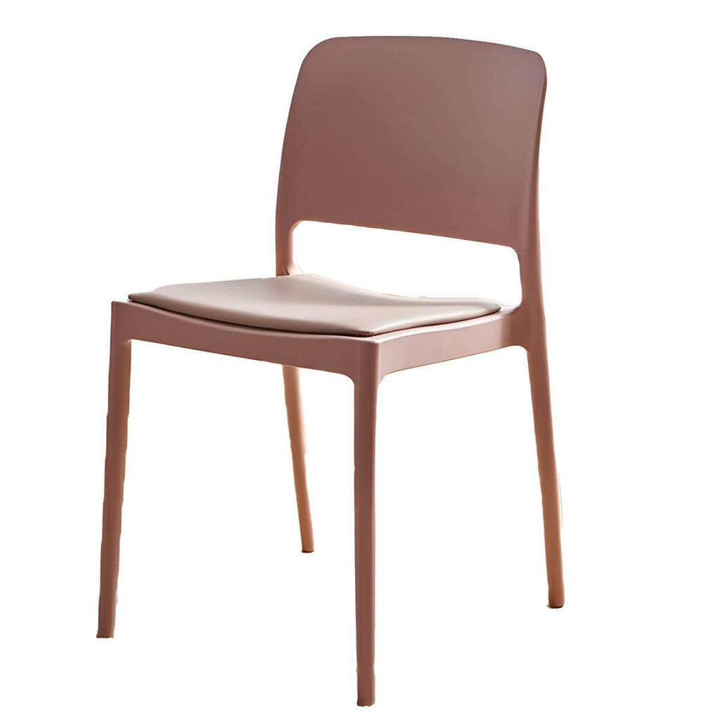 Scandinavian plastic and acrylic dining chair with low backrest and armless design
