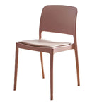 Scandinavian plastic and acrylic dining chair with low backrest and armless design