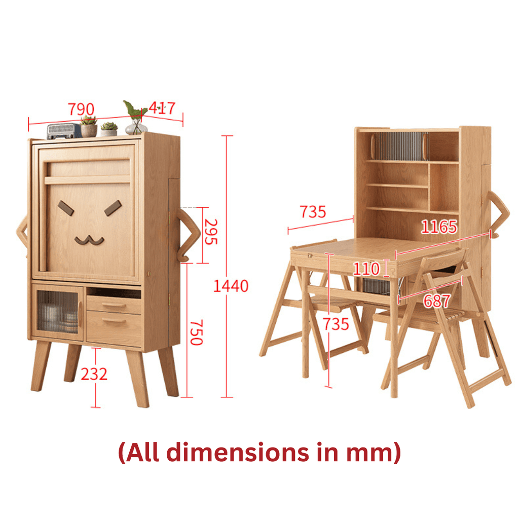 Modern minimalist wood dining room set with foldable features for space-saving
