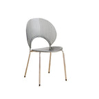 Stackable acrylic dining chair with open back and metal legs, armless design for modern dining rooms