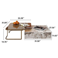 Rectangular Coffee Table Combination with 2 Drawers