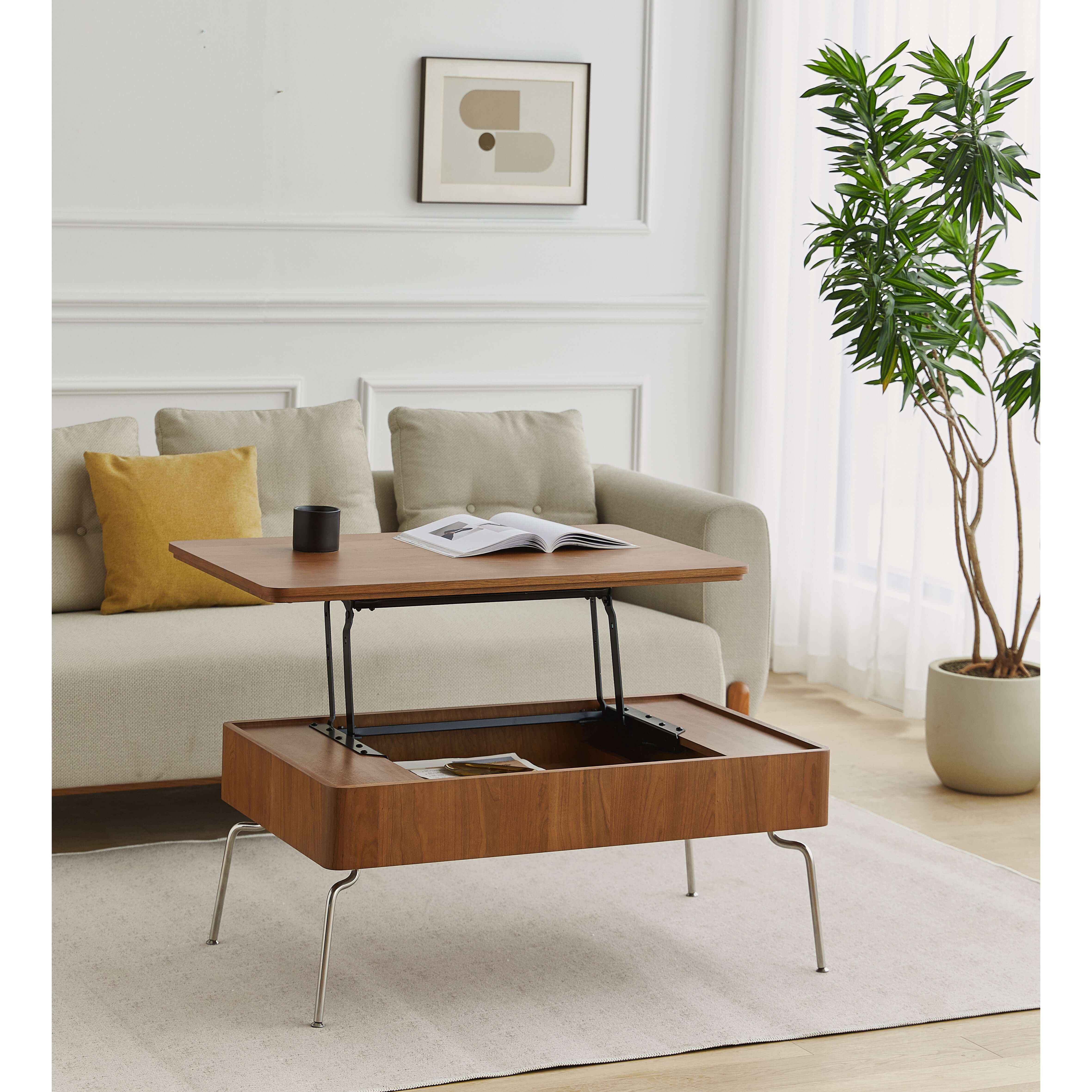 Modern lift top coffee table with spacious storage compartment for living room