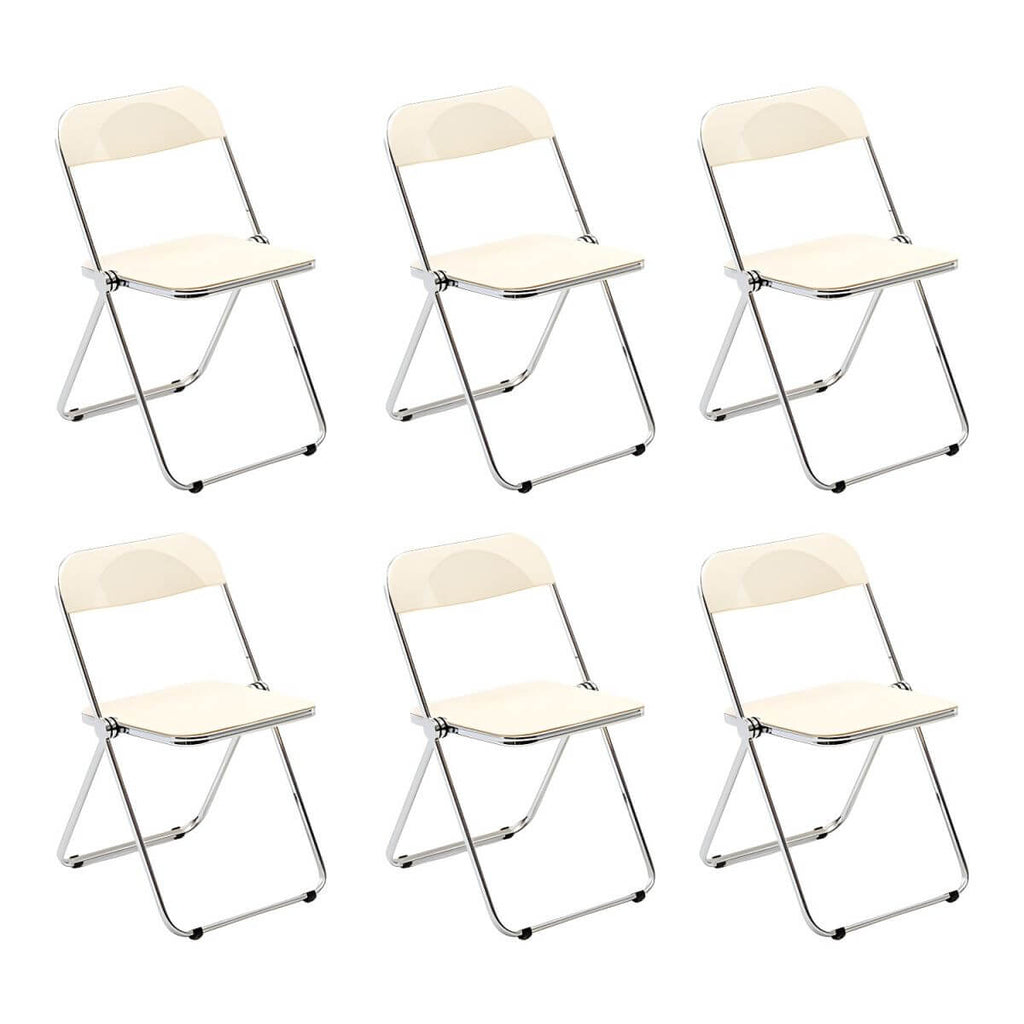 Scandinavian style dining chair with silver metal legs and plastic acrylic seat