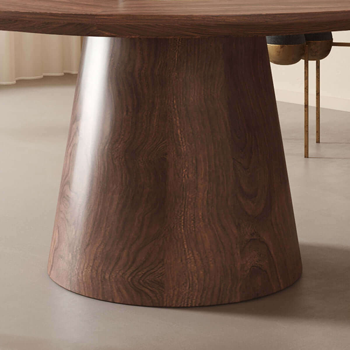 Cocochairs Modern Round Black Walnut Dining Table with Built-in Irish Green Luxury Stone Lazy Susan