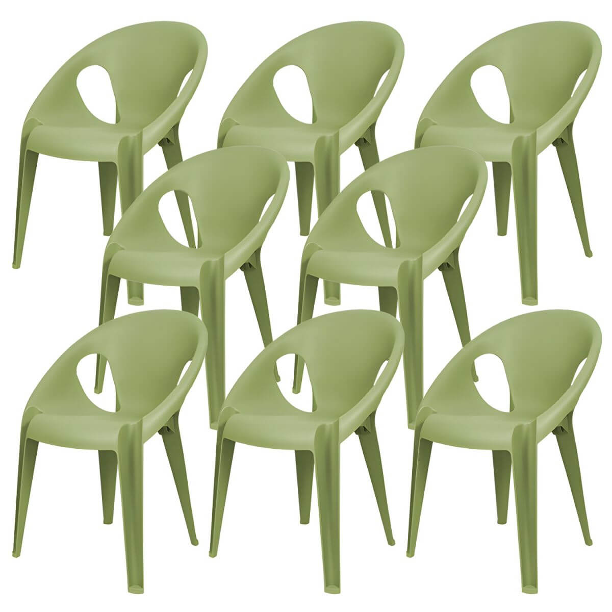 Stackable modern arm chair with open back made of plastic and acrylic for dining