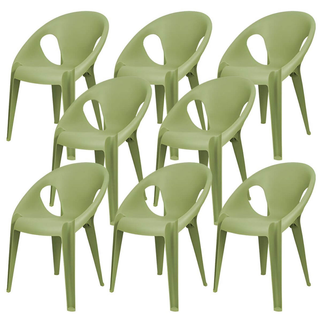 Stackable modern arm chair with open back made of plastic and acrylic for dining