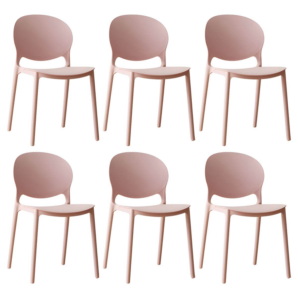 Scandinavian plastic dining chair with open back and four legs, ideal for home use