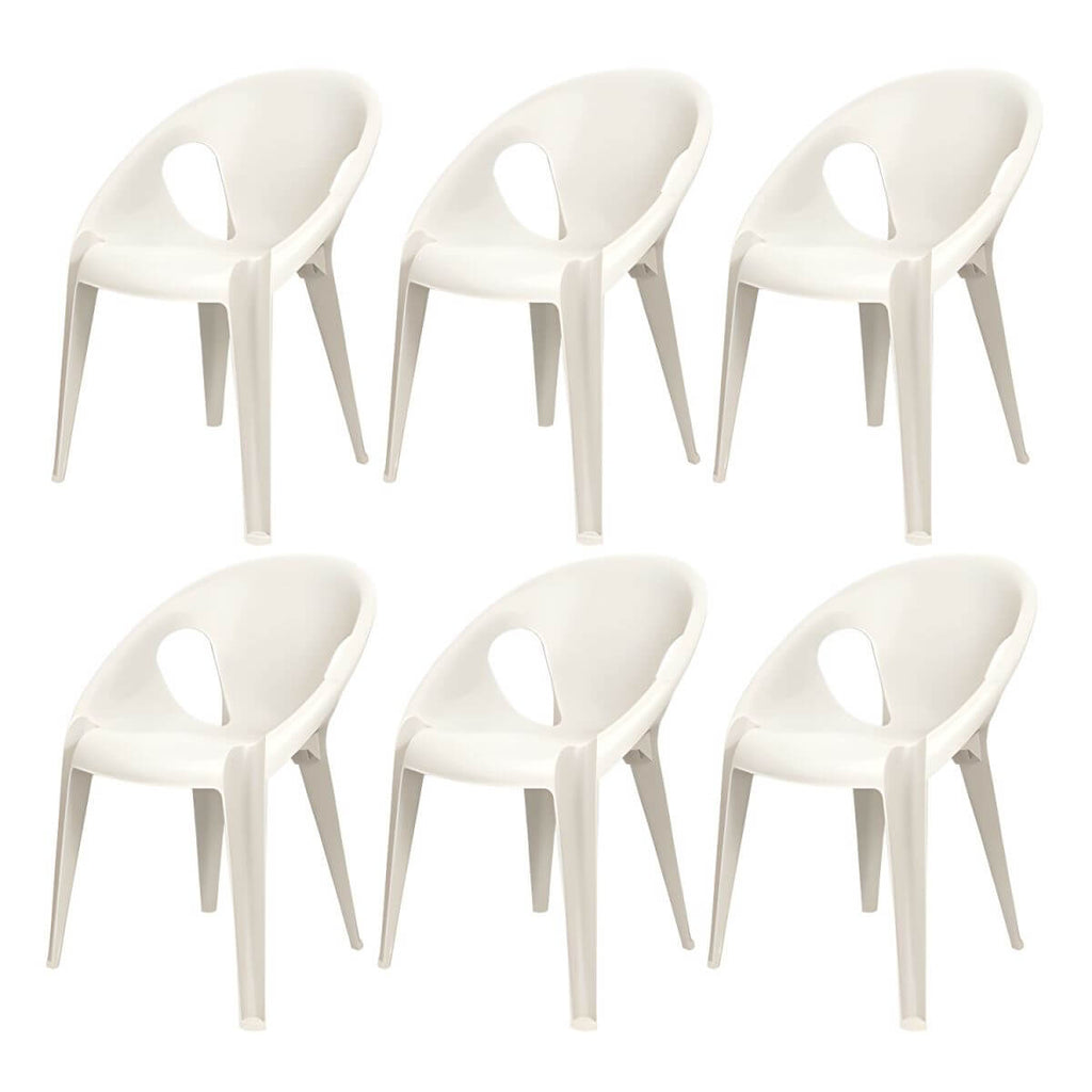 Stackable modern arm chair with open back made of plastic and acrylic for dining