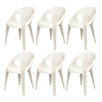 Stackable modern arm chair with open back made of plastic and acrylic for dining