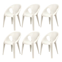 Stackable Modern Arm Chair with Open Back in Plastic & Acrylic Dining Chairs