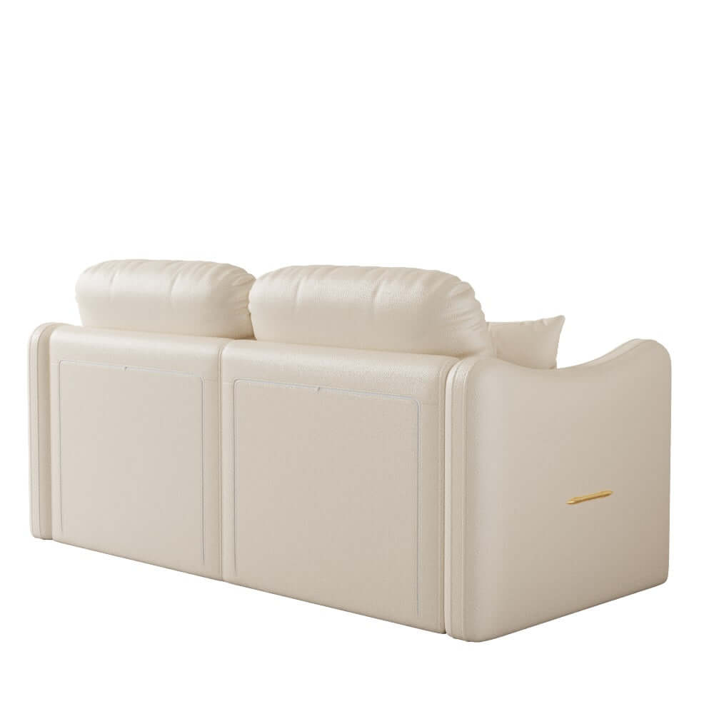 Modern beige sofa for living room, 62.2 inches wide with contemporary design