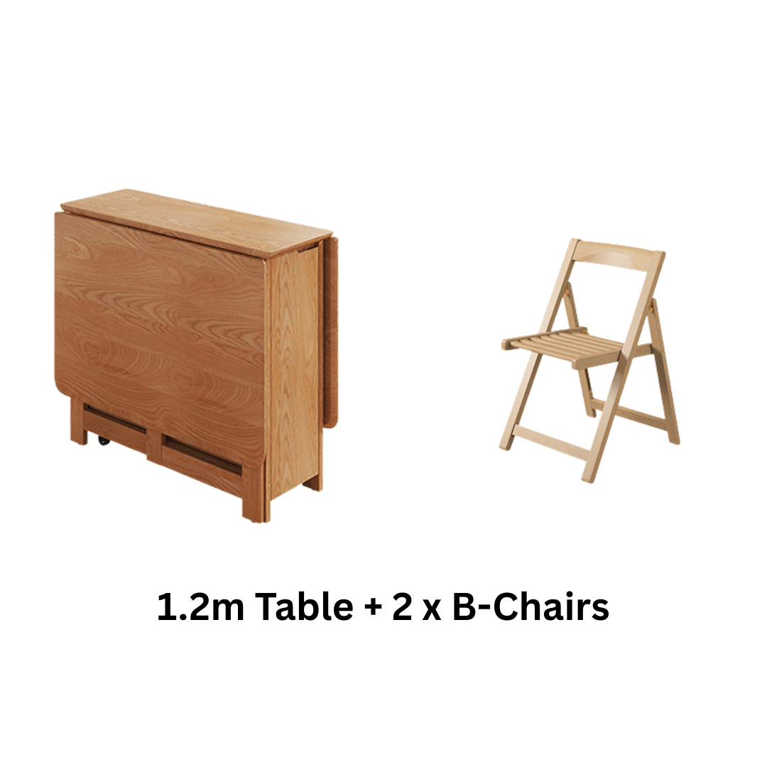 Solid wood folding dining set with chairs, versatile and space-saving furniture for dining rooms