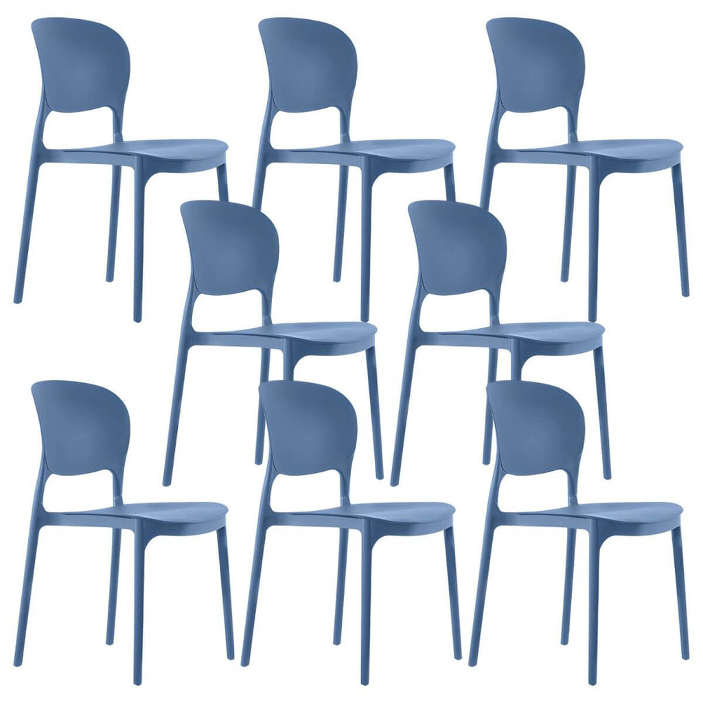 Stackable modern side chair with low back made of plastic and acrylic, perfect for contemporary dining