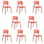 Stackable Scandinavian style plastic and acrylic side chair with low back for dining