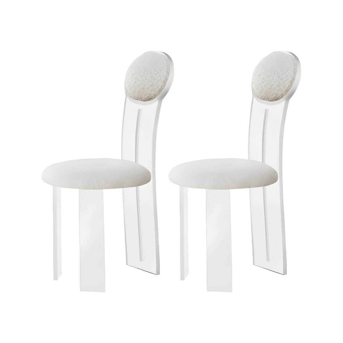 Contemporary upholstered dining chair with clear acrylic frame for kitchen seating