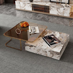 Rectangular Coffee Table Combination with 2 Drawers