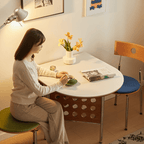 Retro-style dining table with smooth edges, perfect for family meals and work