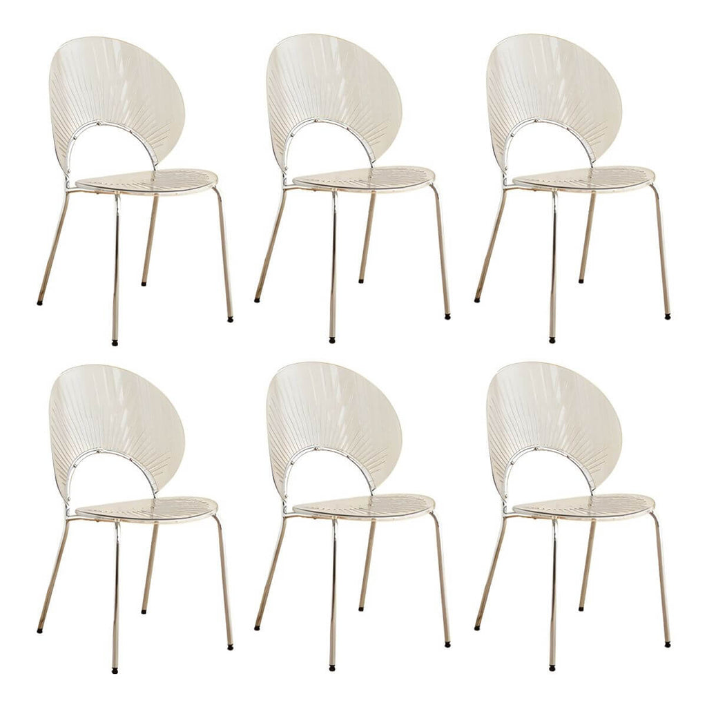 Scandinavian style stackable armless side chair made of plastic and acrylic for dining